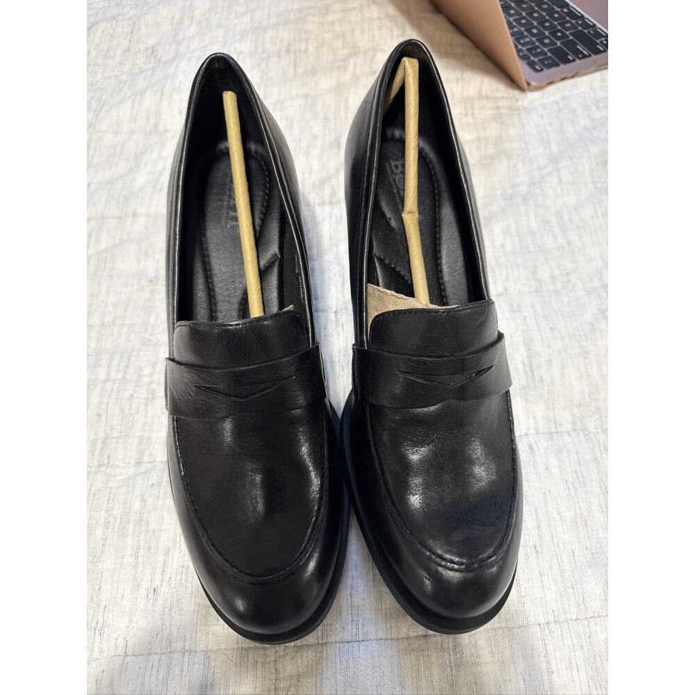 Born Holliston Black Leather Penny Loafer Pumps Womens Size 10M 3” Heel - Picture 6 of 7